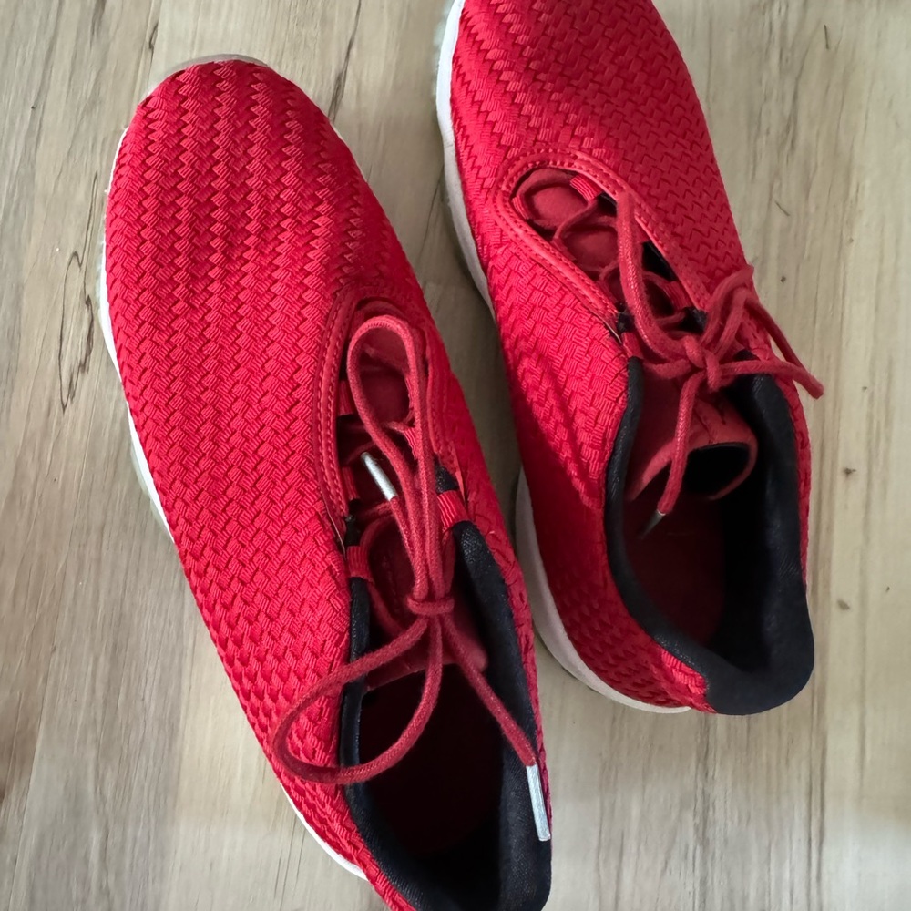 Red Woven Jordan Sneakers 7y